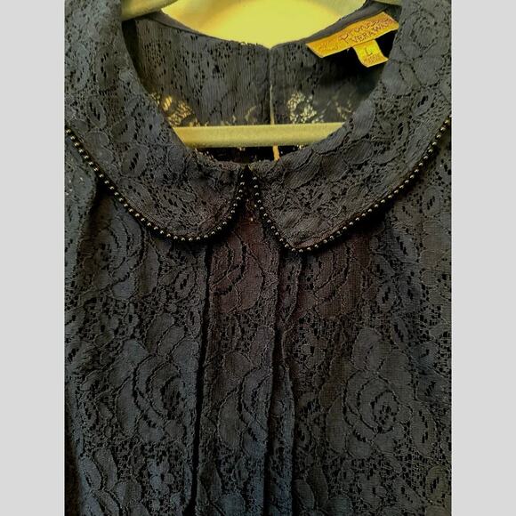 Princess Vera Wang Girls Navy Blue Lace Blouse Size L Peter Pan Collar - Picture 4 of 6